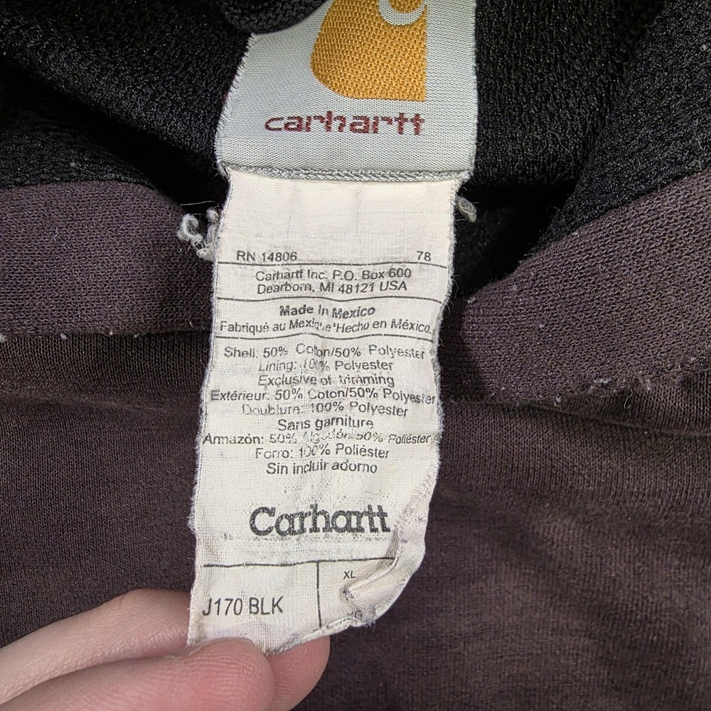 Carhartt Hoodie Mens XL Brown Lined Workwear Sweatshirt Pullover FADED J170 - Picture 6 of 16
